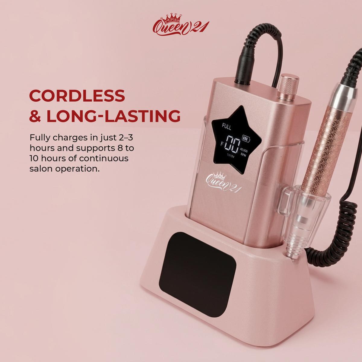 QUEEN 21 - Professional Nail Drill - Pink