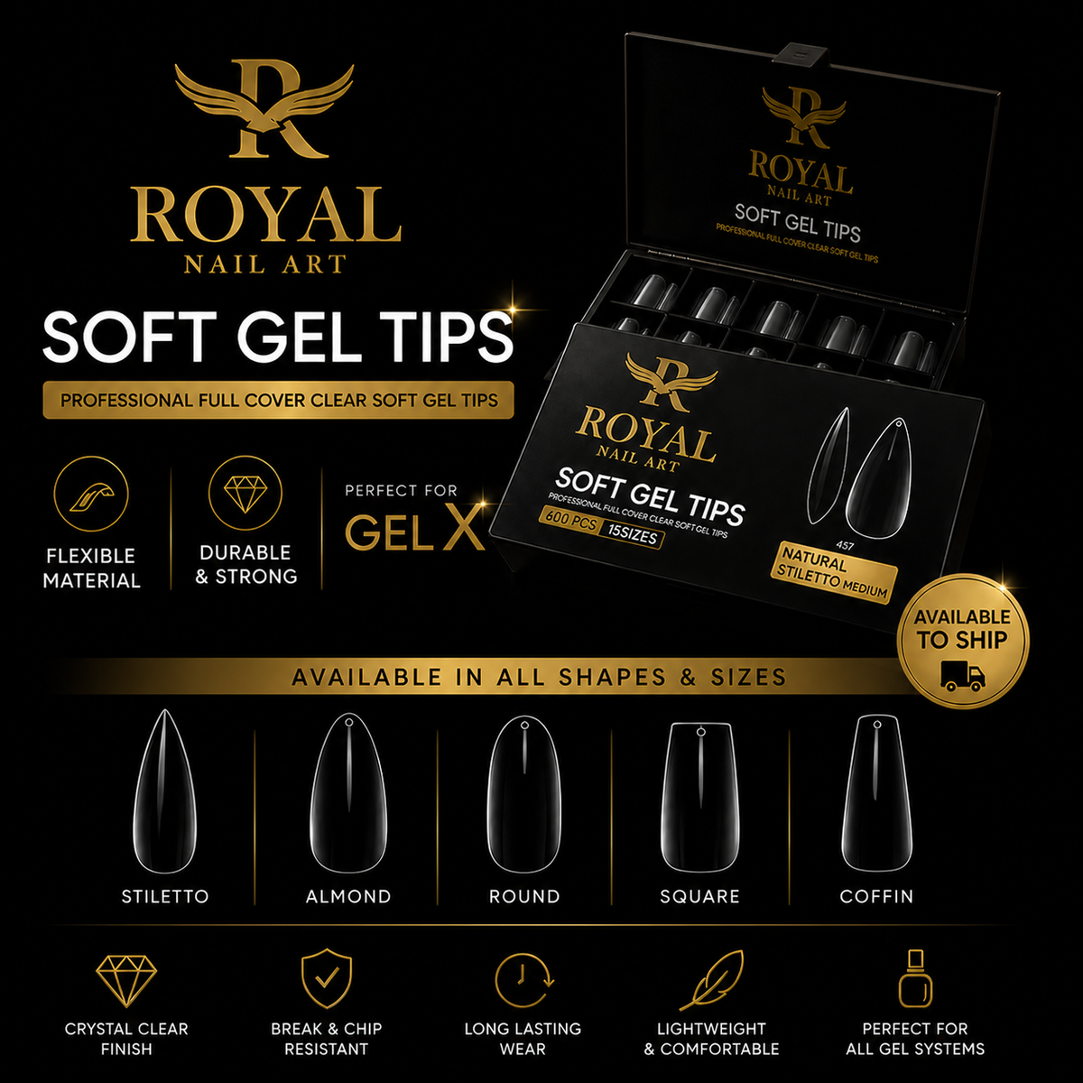 Royal Natural Stiletto Long Soft Gel Tip