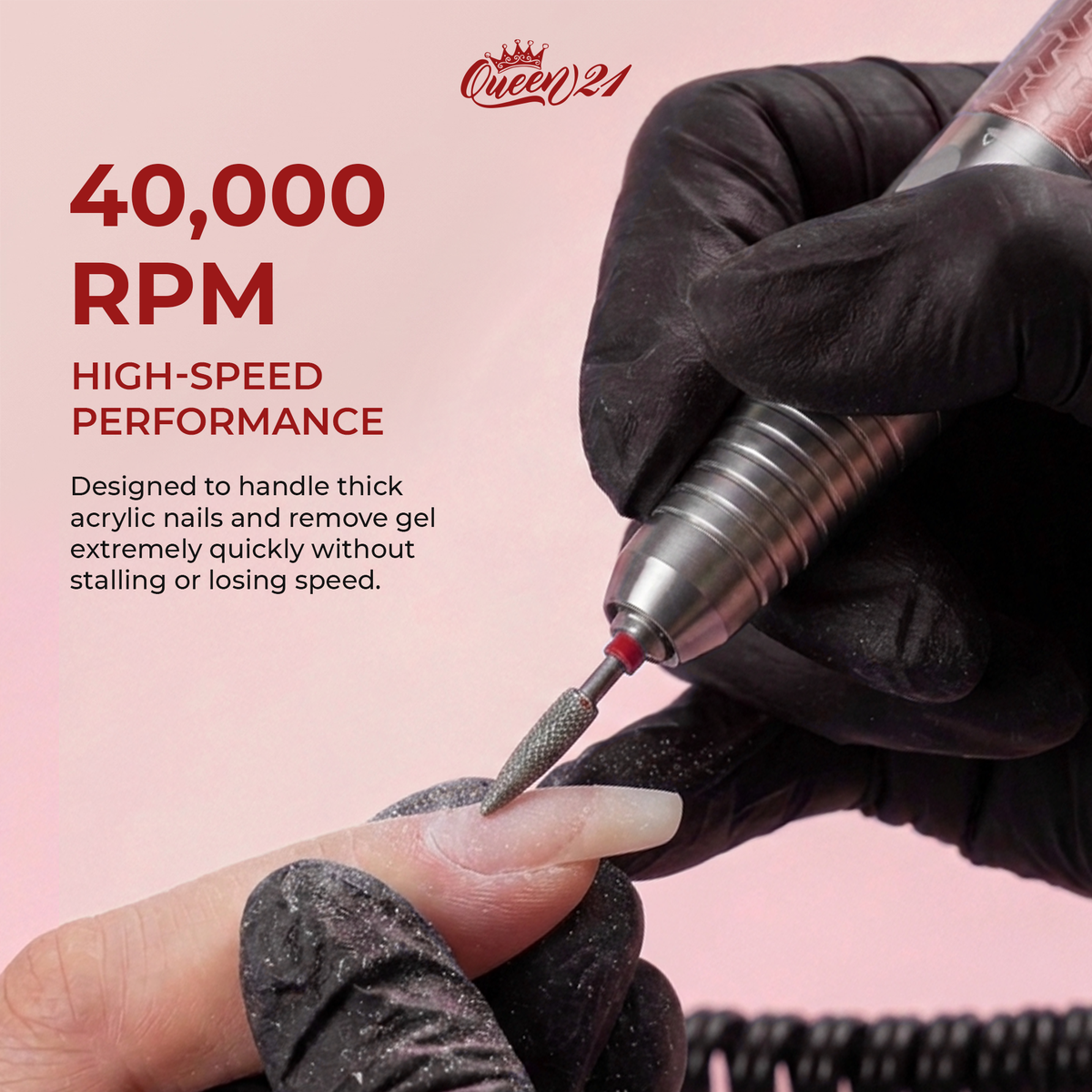 QUEEN 21 - Professional Nail Drill - Pink