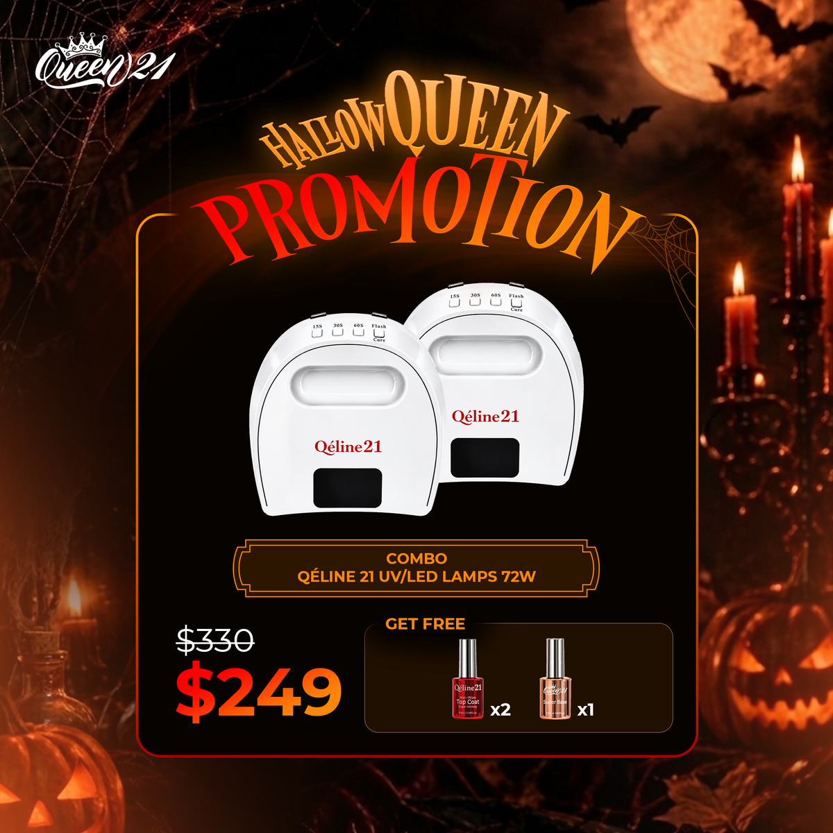QUEEN 21 - Qéline21 Professional 72W UV/LED Nail Lamp Duo Set – SAVE 102$