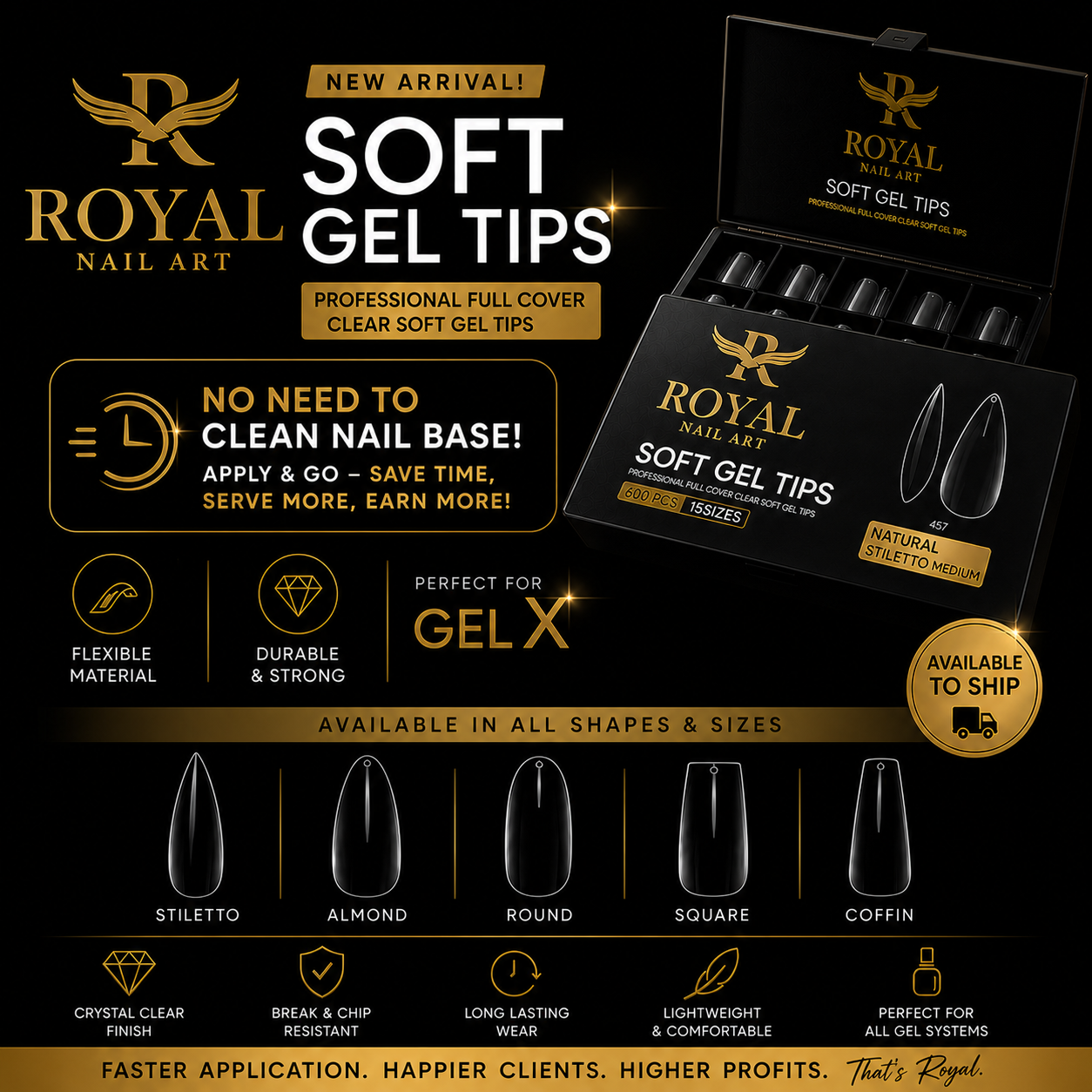 Royal Natural Almond Long Soft Gel Tip