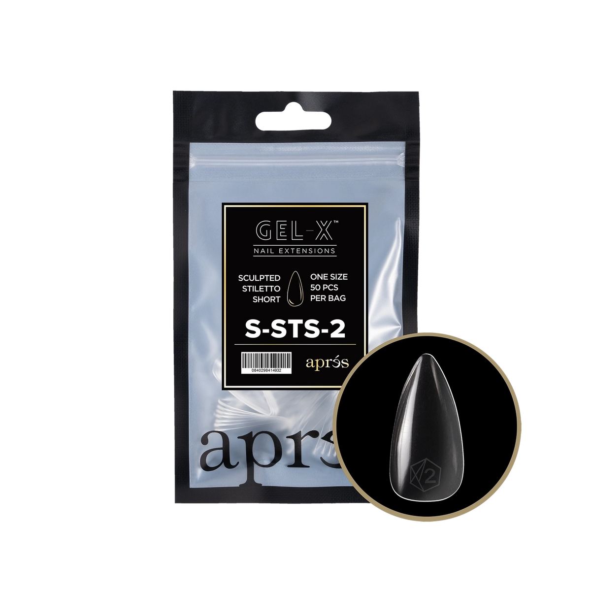 Apres - Gel-X 2.0 Refill Bags - Sculpted Stiletto Short Size 2 (50 Pcs)