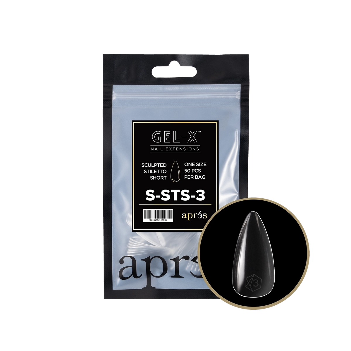 Apres - Gel-X 2.0 Refill Bags - Sculpted Stiletto Short Size 3 (50 Pcs)