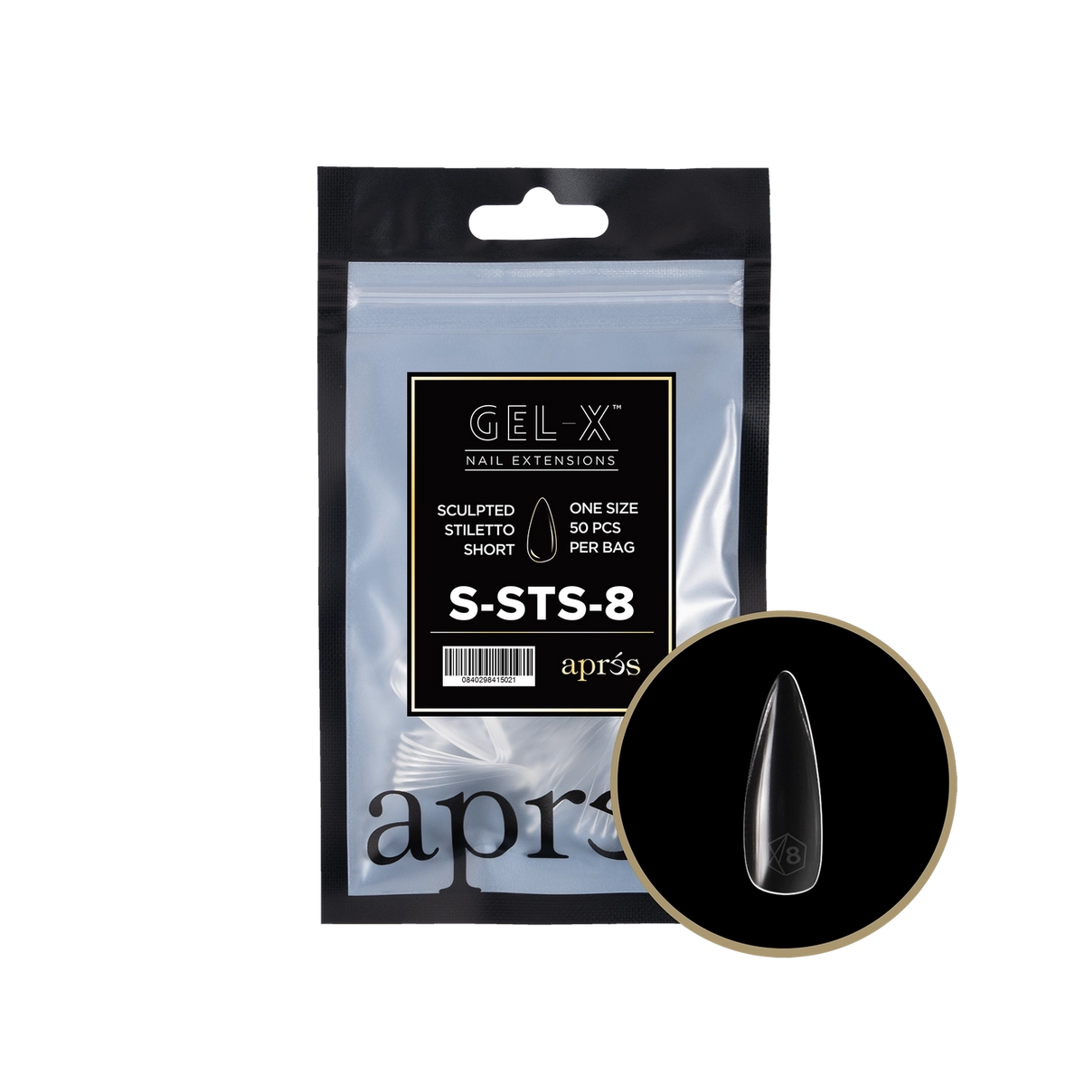 Apres - Gel-X 2.0 Refill Bags - Sculpted Stiletto Short Size 8 (50 Pcs)