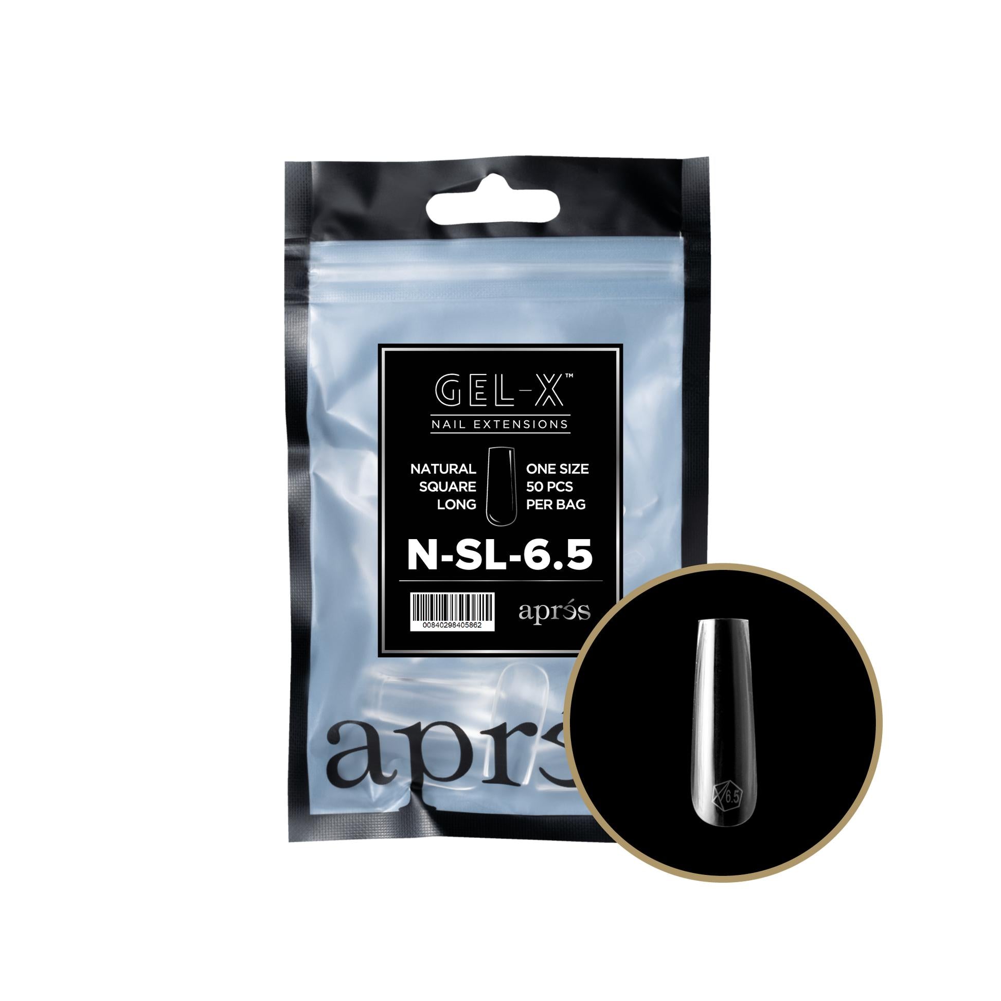 Apres - Gel-X 2.0 Refill Bags - Natural Square Long Size 6.5 (50 Pcs)